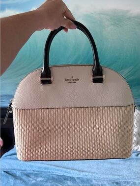 kate spade Cream purse with Black Handles